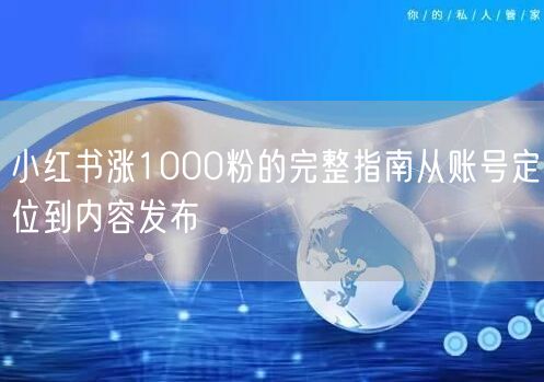 小红书涨1000粉的完整指南从账号定位到内容发布