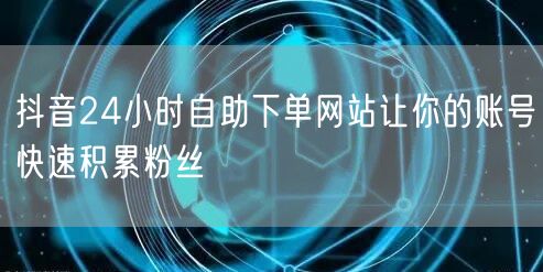 抖音24小时自助下单网站让你的账号快速积累粉丝